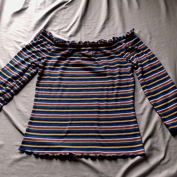 Rue21 Striped off the shoulder top - Picture 1 of 4
